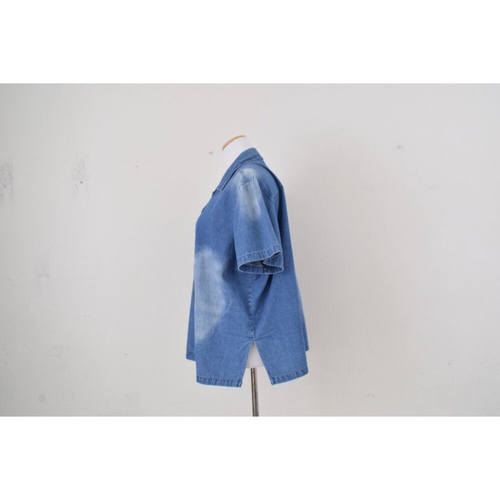 Vintage 90s Jane Ashley‎ Blue Button Down Blouse | size 2x - Picture 2 of 10